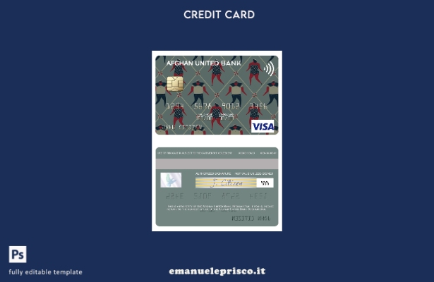modello di carta visto Afghanistan Afghan United Bank in stile verificato